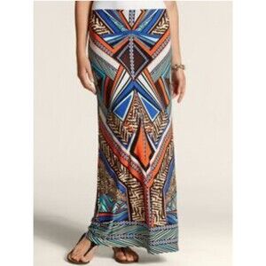 Chico’s women’s tribal Aztec pull on Bold Geometric Maxi skirt size 12/14 resort